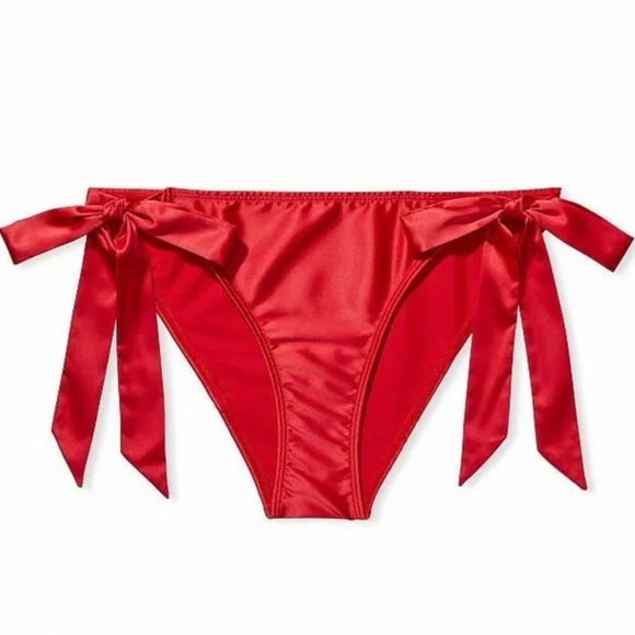 Victoria’s Secret Red Panty Holidays Satin Side Tie Gift Bow Dream Angels NEW - Picture 2 of 4